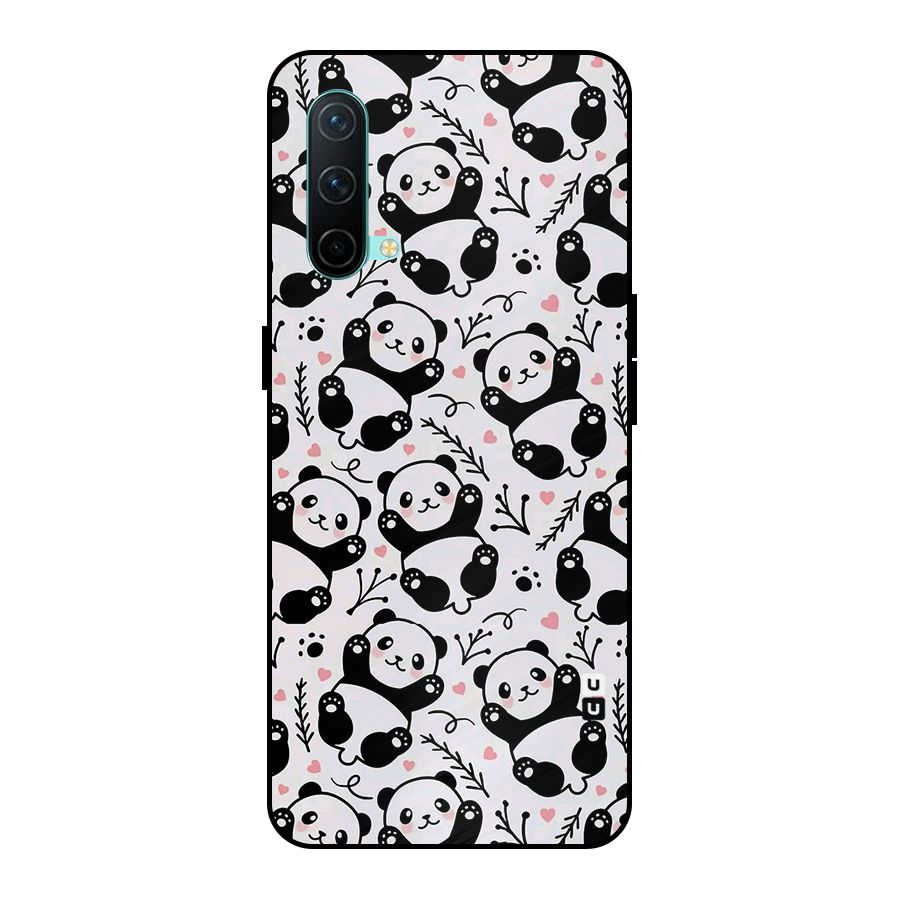 Cute Adorable Panda Pattern Metal Back Case for OnePlus Nord CE 5G