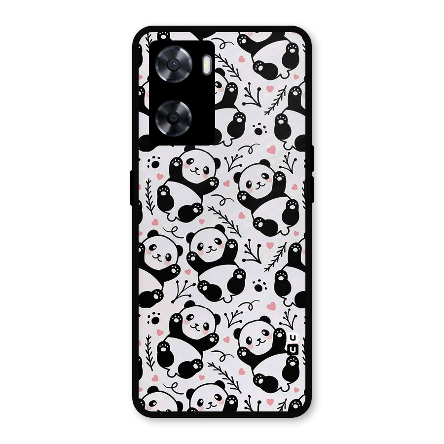 Cute Adorable Panda Pattern Metal Back Case for OnePlus Nord N20 SE