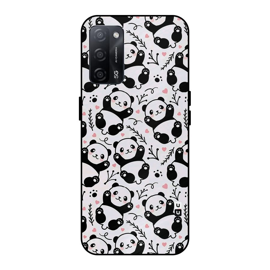 Cute Adorable Panda Pattern Metal Back Case for Oppo A53s 5G