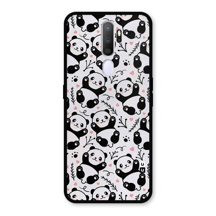 Cute Adorable Panda Pattern Metal Back Case for Oppo A5 (2020)
