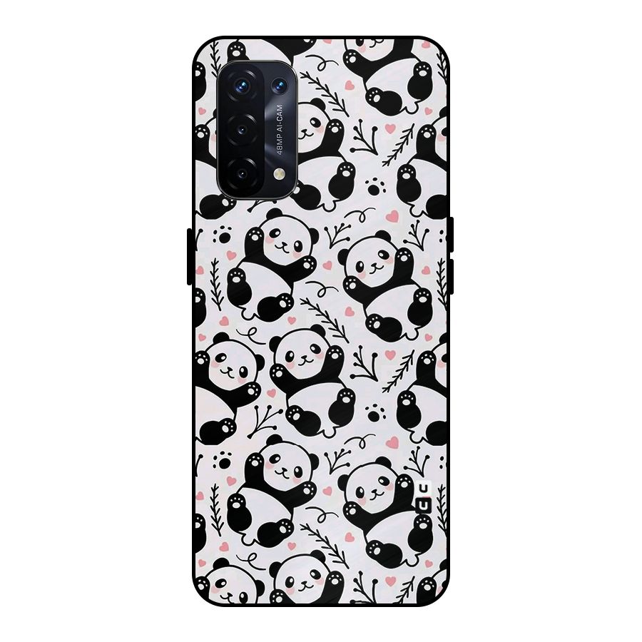 Cute Adorable Panda Pattern Metal Back Case for Oppo A74 5G