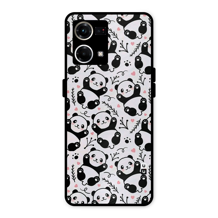 Cute Adorable Panda Pattern Metal Back Case for Oppo F21s Pro 4G