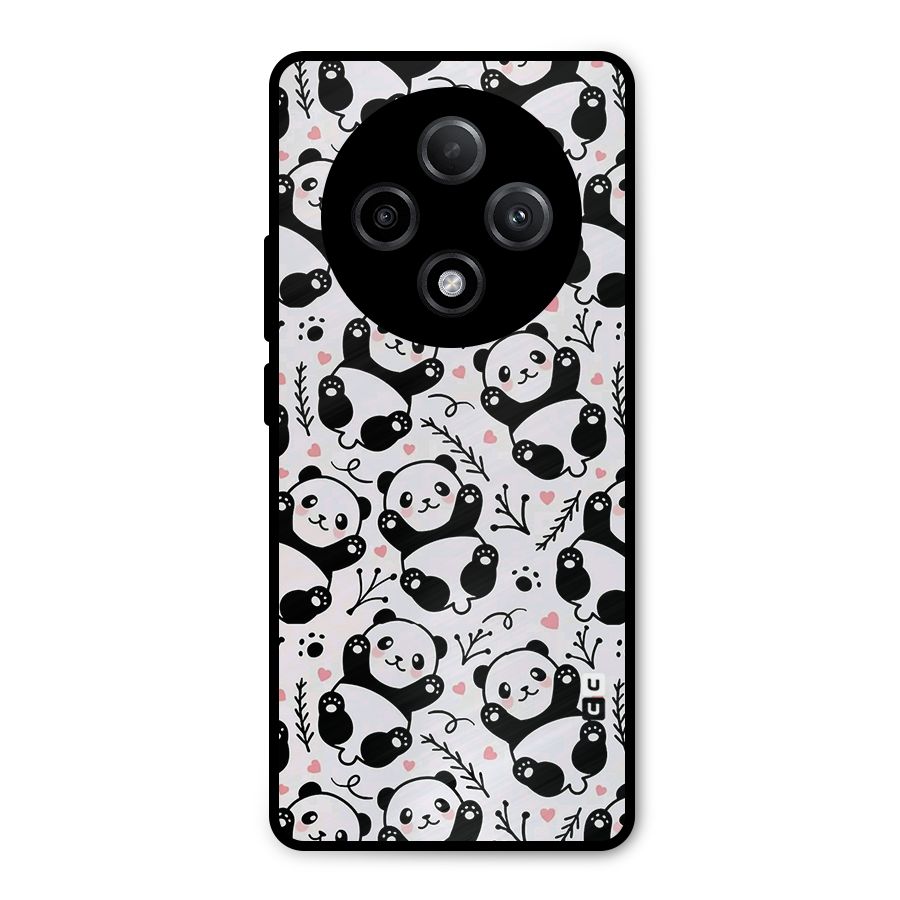 Cute Adorable Panda Pattern Metal Back Case for Oppo F27 Pro Plus