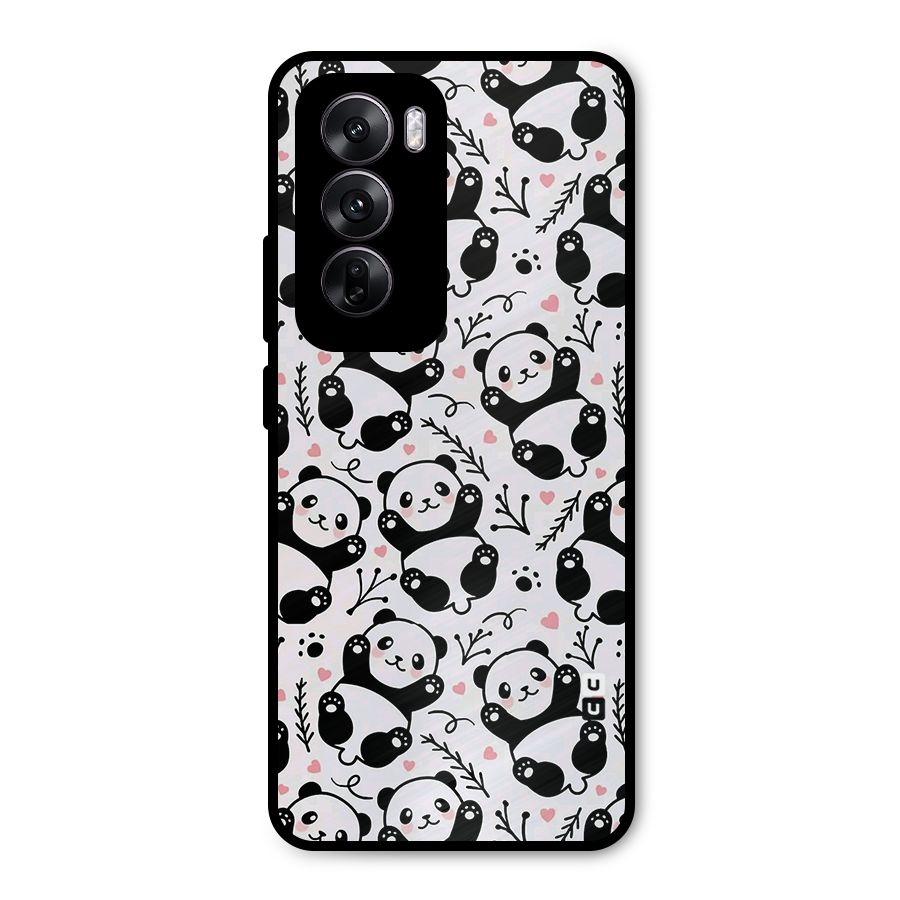 Cute Adorable Panda Pattern Metal Back Case for Oppo Reno12