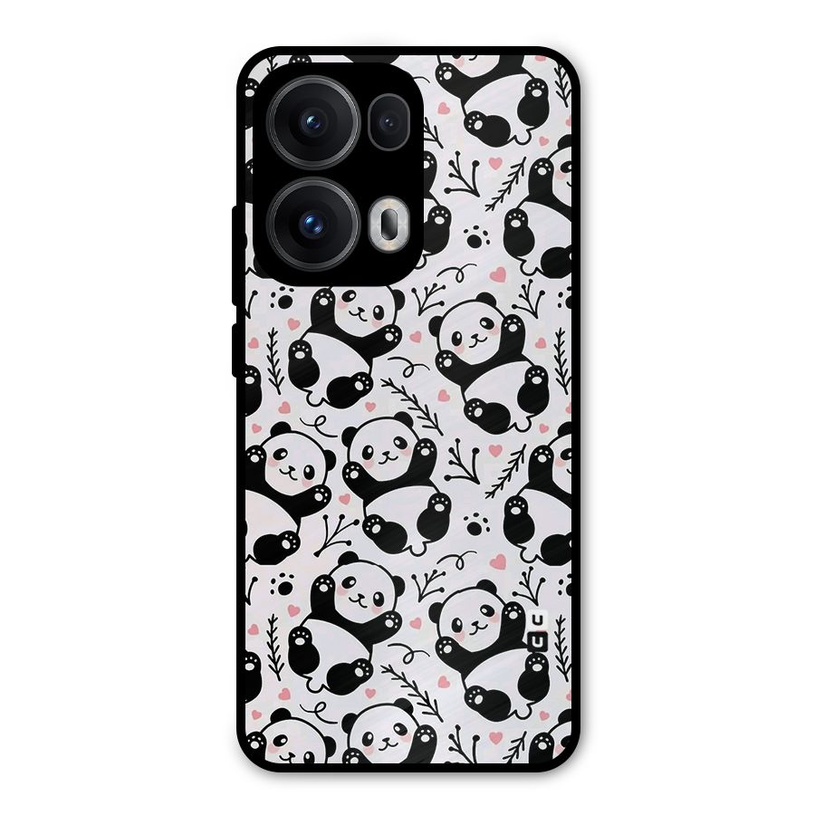 Cute Adorable Panda Pattern Metal Back Case for Oppo Reno13 Pro