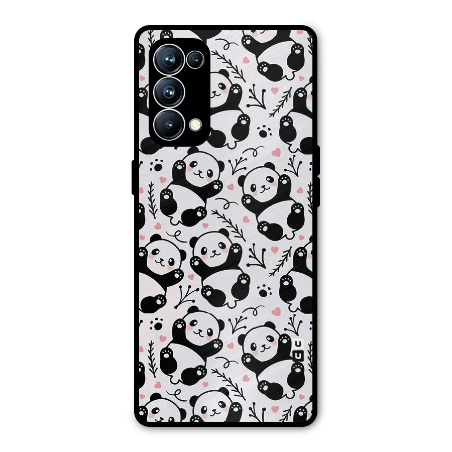 Cute Adorable Panda Pattern Metal Back Case for Oppo Reno5 Pro 5G