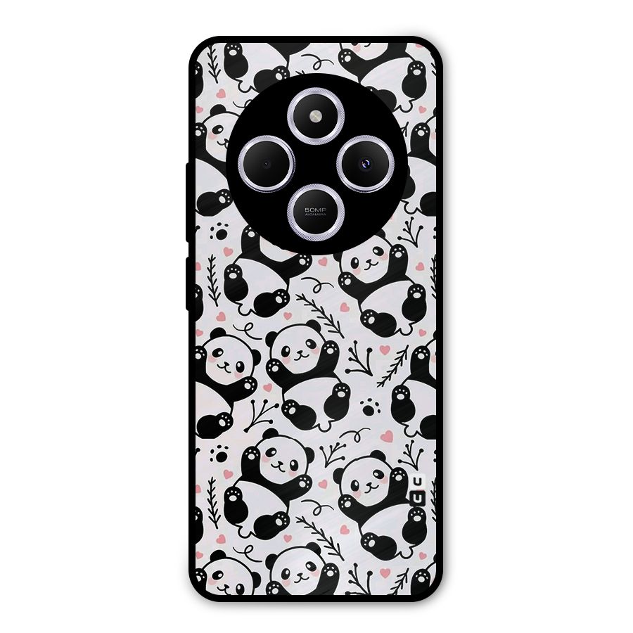 Cute Adorable Panda Pattern Metal Back Case for Poco C75 5G