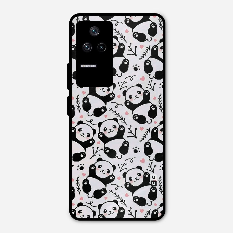 Cute Adorable Panda Pattern Metal Back Case for Poco F4 5G