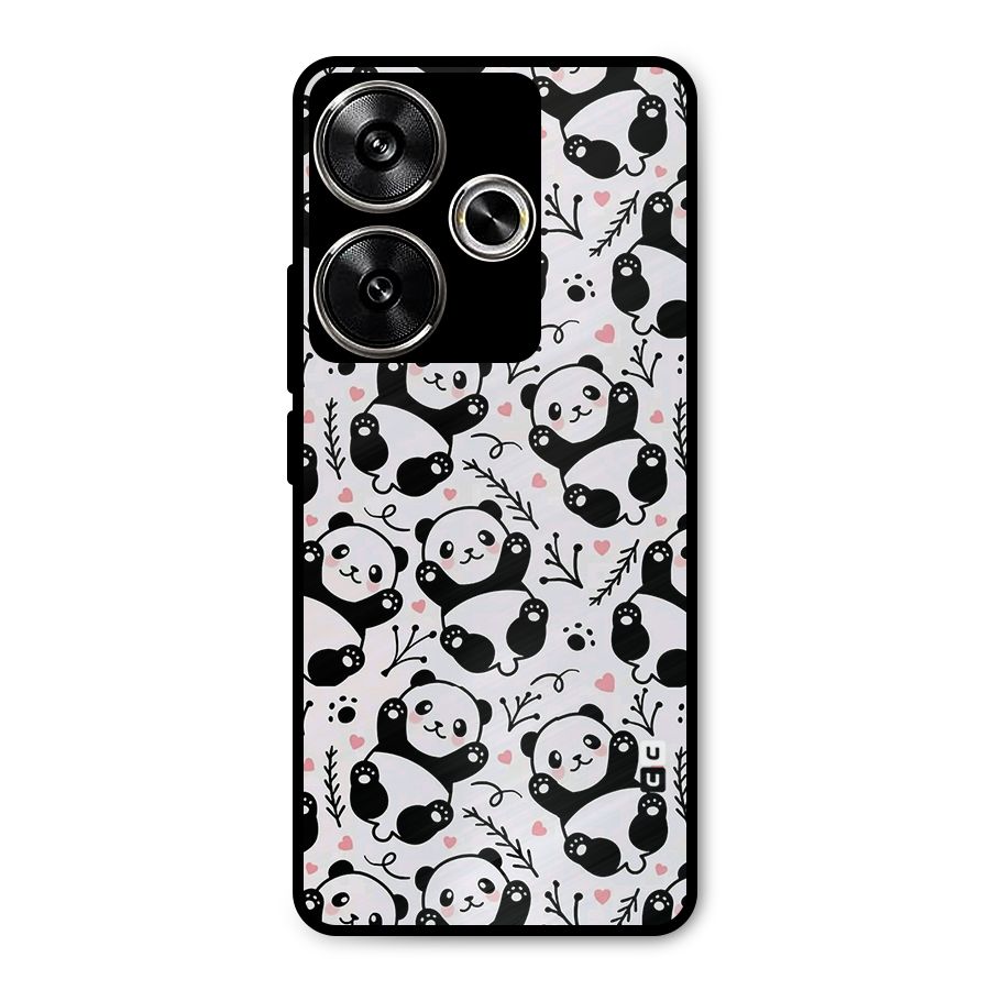 Cute Adorable Panda Pattern Metal Back Case for Poco F6