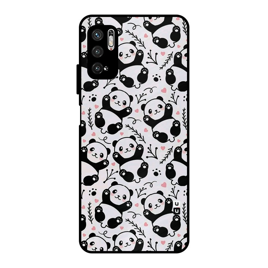 Cute Adorable Panda Pattern Metal Back Case for Poco M3 Pro 5G