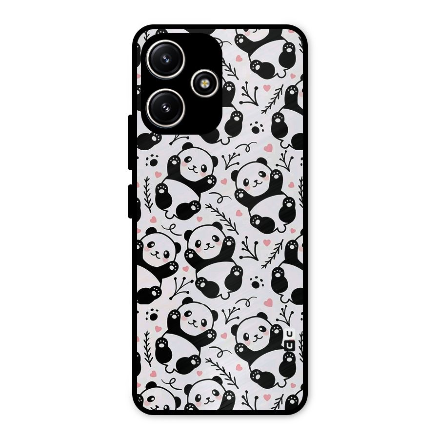Cute Adorable Panda Pattern Metal Back Case for Poco M6 Pro