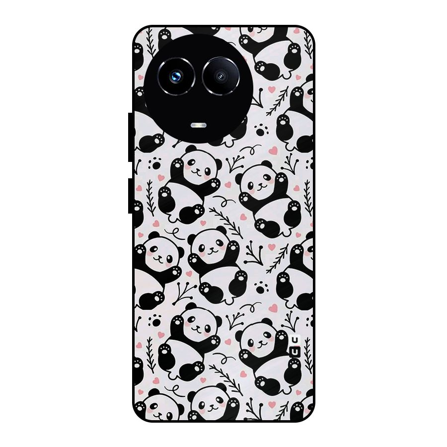 Cute Adorable Panda Pattern Metal Back Case for Realme 11X