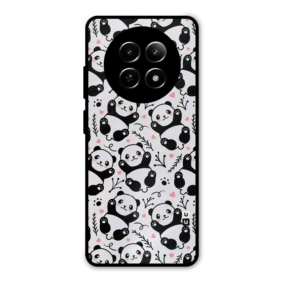 Cute Adorable Panda Pattern Metal Back Case for Realme 13