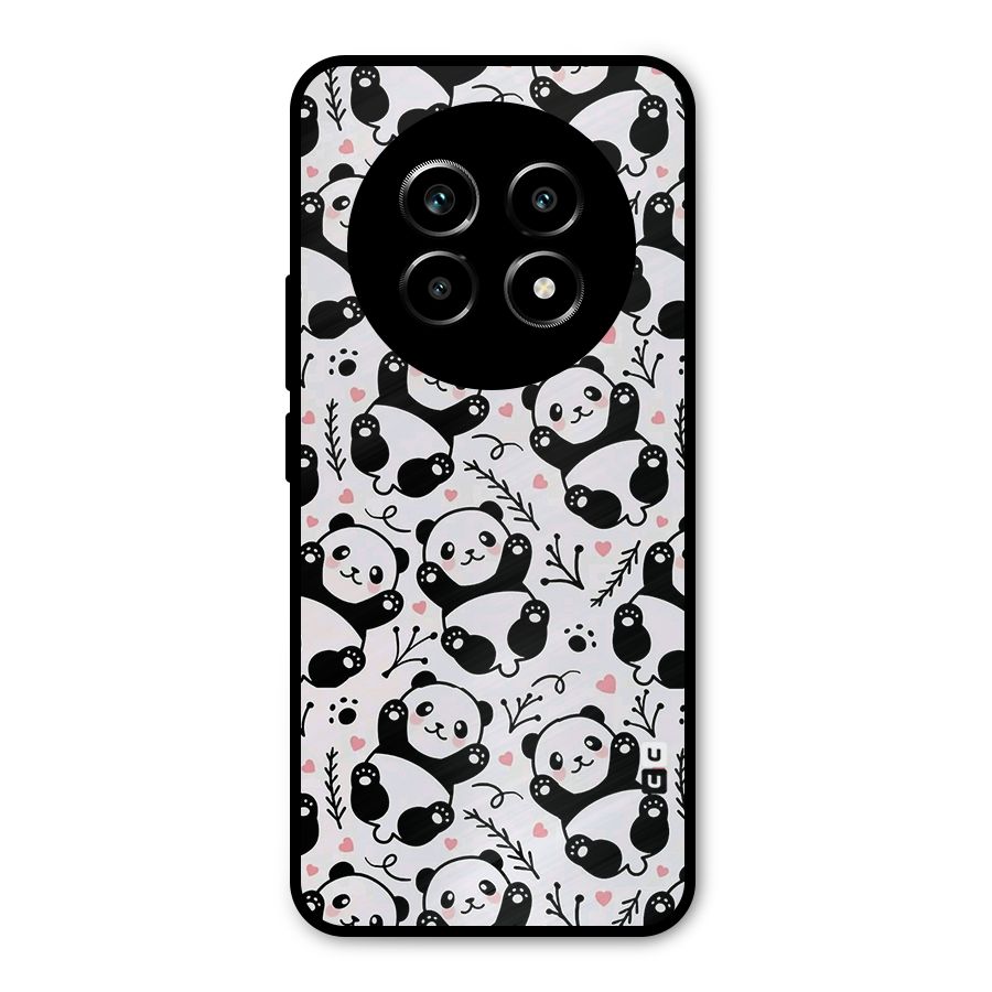 Cute Adorable Panda Pattern Metal Back Case for Realme 13 Pro