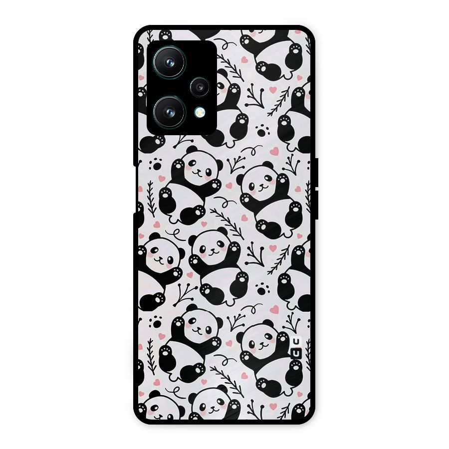 Cute Adorable Panda Pattern Metal Back Case for Realme 9 Pro 5G