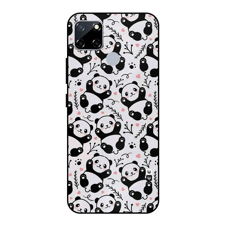 Cute Adorable Panda Pattern Metal Back Case for Realme Narzo 30A
