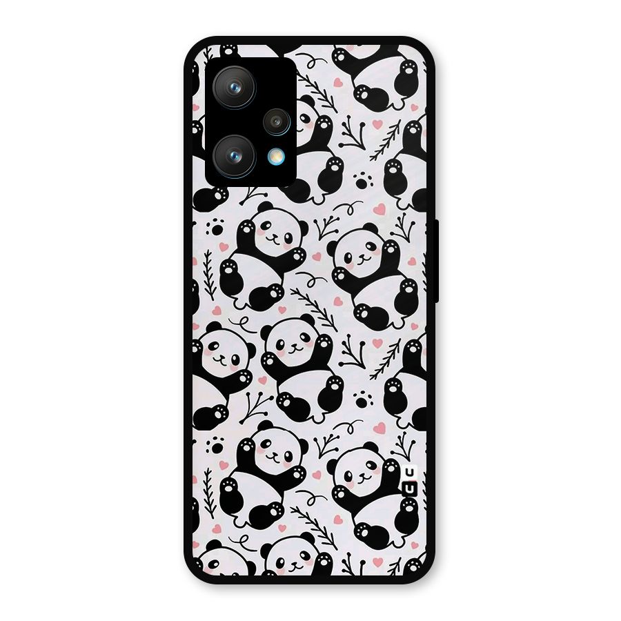 Cute Adorable Panda Pattern Metal Back Case for Realme Narzo 50 Pro