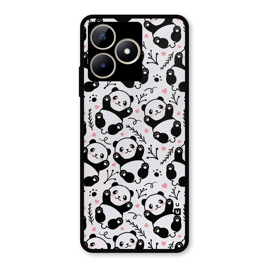 Cute Adorable Panda Pattern Metal Back Case for Realme Narzo N53