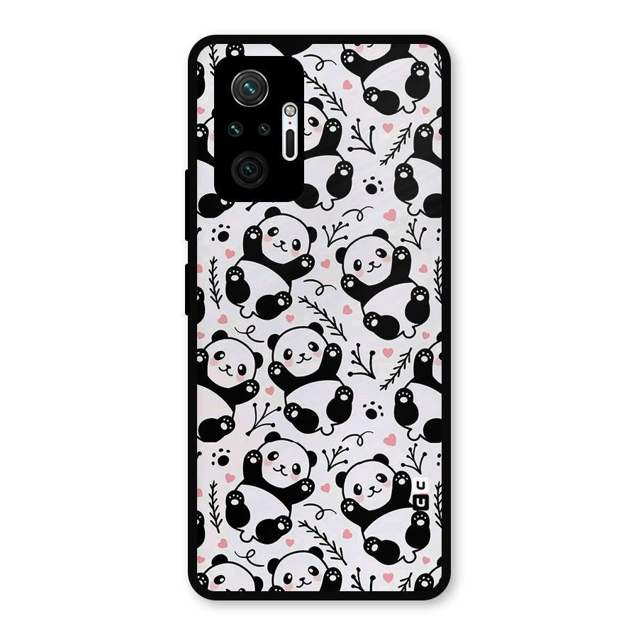 Cute Adorable Panda Pattern Metal Back Case for Redmi Note 10 Pro