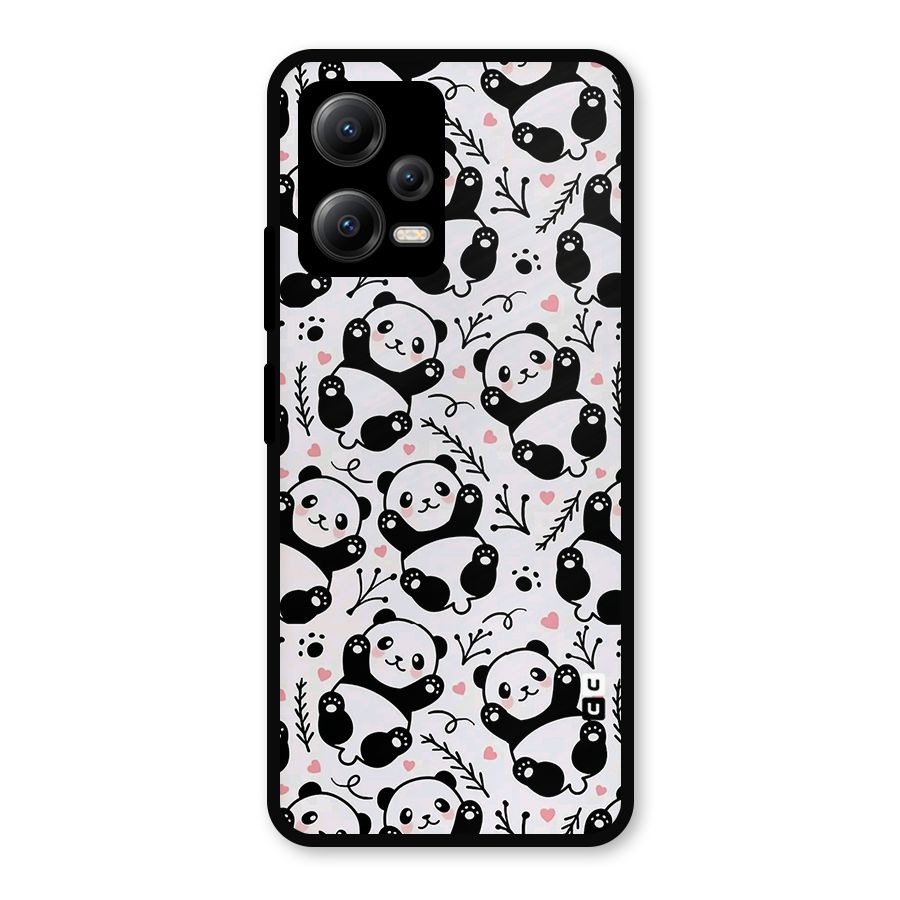 Cute Adorable Panda Pattern Metal Back Case for Redmi Note 12 5G