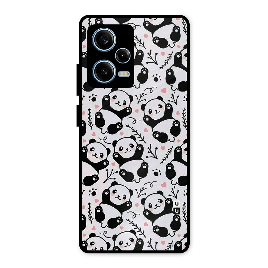 Cute Adorable Panda Pattern Metal Back Case for Redmi Note 12 Pro