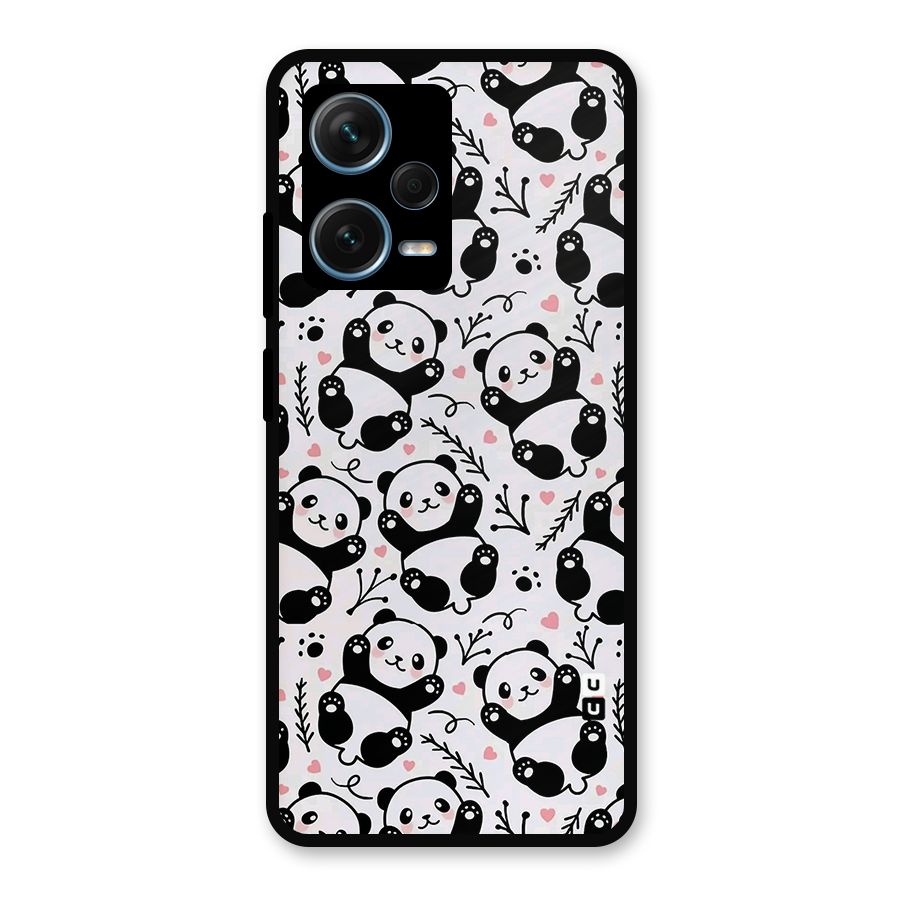 Cute Adorable Panda Pattern Metal Back Case for Redmi Note 12 Pro Plus 5G