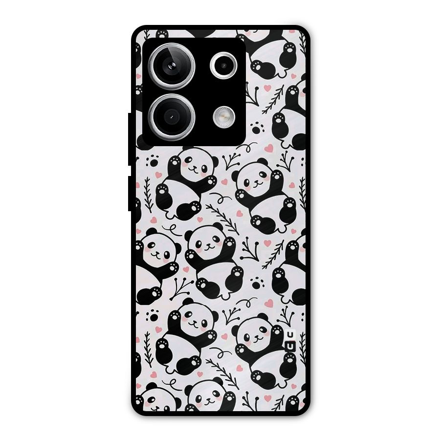 Cute Adorable Panda Pattern Metal Back Case for Redmi Note 13 5G