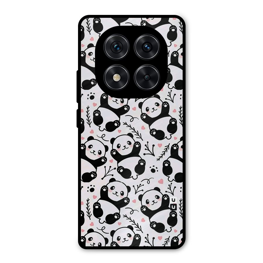 Cute Adorable Panda Pattern Metal Back Case for Redmi Note 14 Pro 5G
