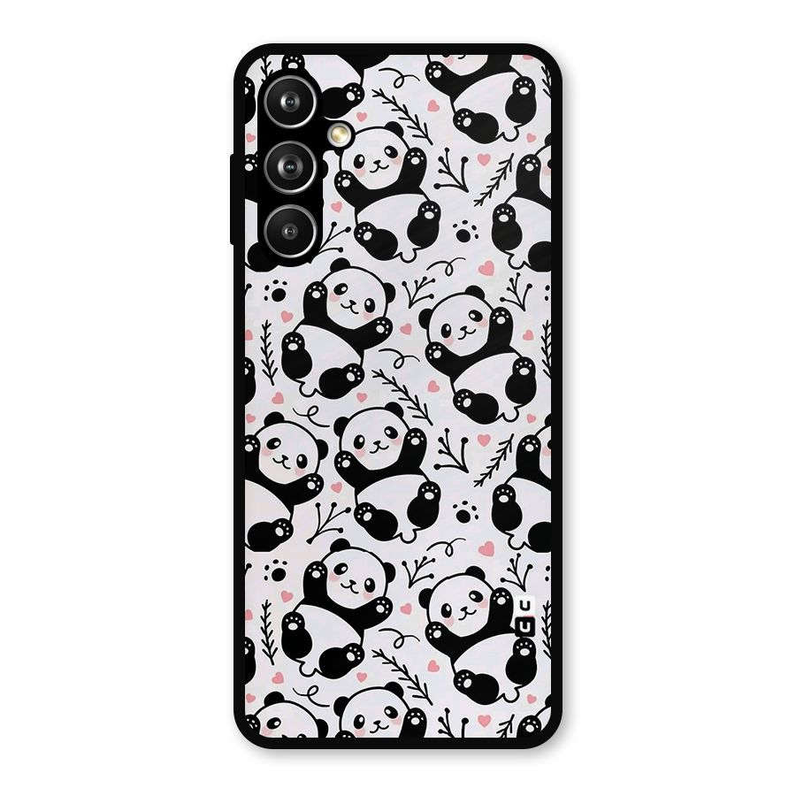 Cute Adorable Panda Pattern Metal Back Case for Samsung Galaxy M54