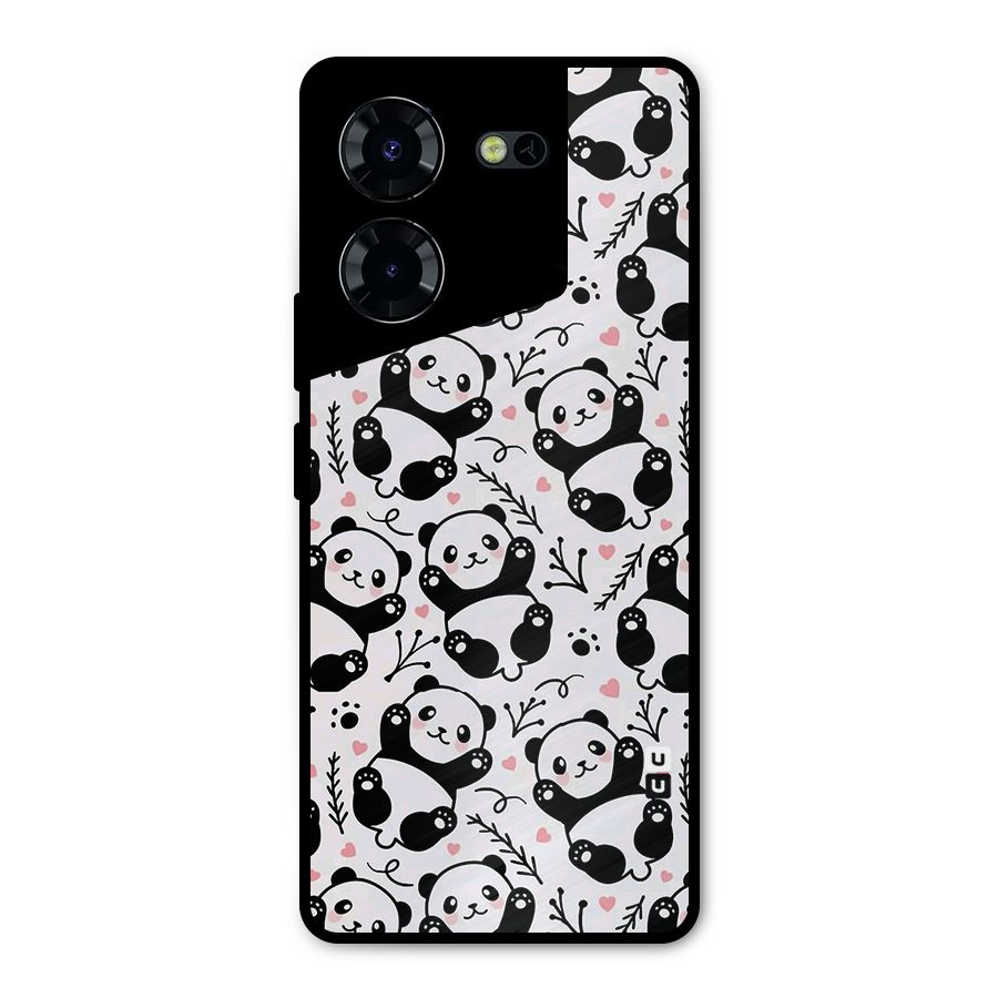 Cute Adorable Panda Pattern Metal Back Case for Tecno Pova 5 Pro 5G