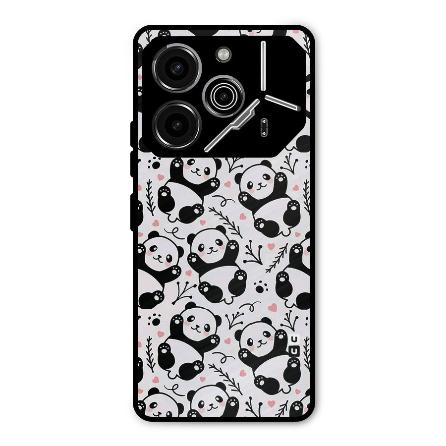 Cute Adorable Panda Pattern Metal Back Case for Tecno Pova 6 Pro