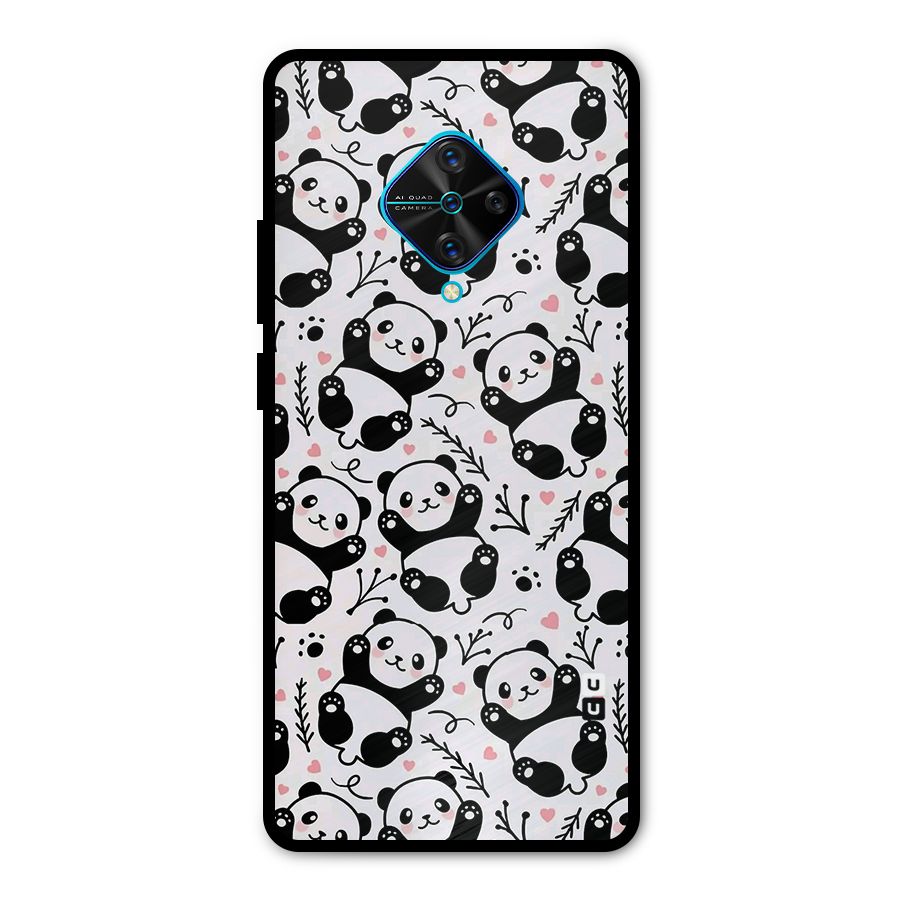 Cute Adorable Panda Pattern Metal Back Case for Vivo S1 Pro