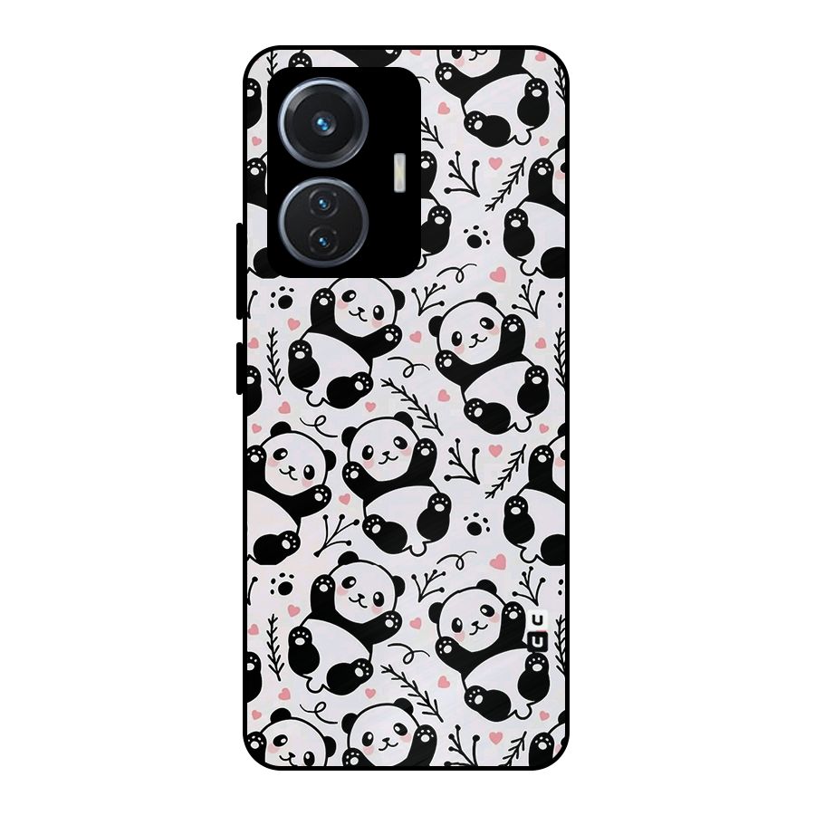 Cute Adorable Panda Pattern Metal Back Case for Vivo T1 44W