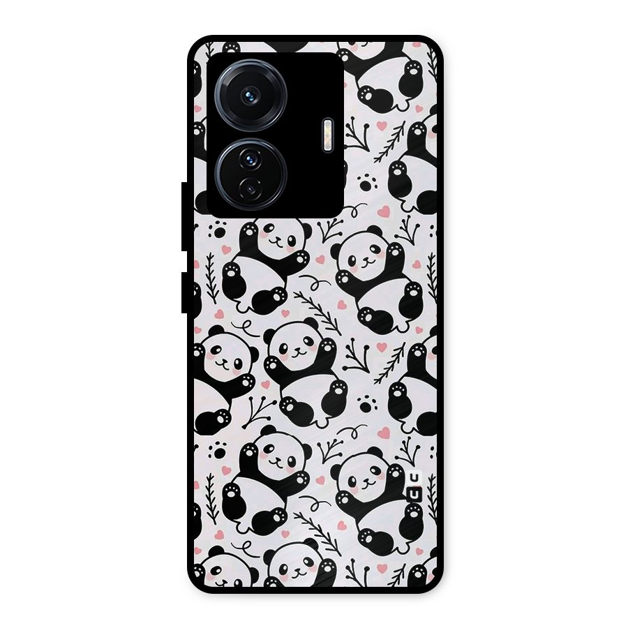 Cute Adorable Panda Pattern Metal Back Case for Vivo T1 Pro