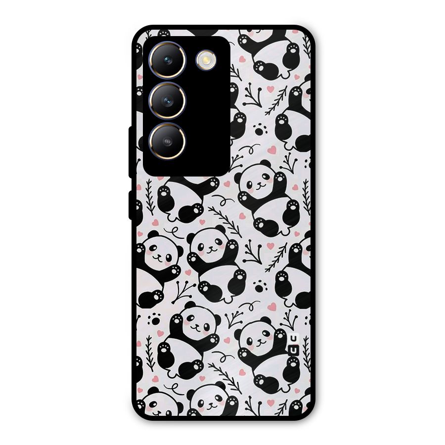 Cute Adorable Panda Pattern Metal Back Case for Vivo T3 5G