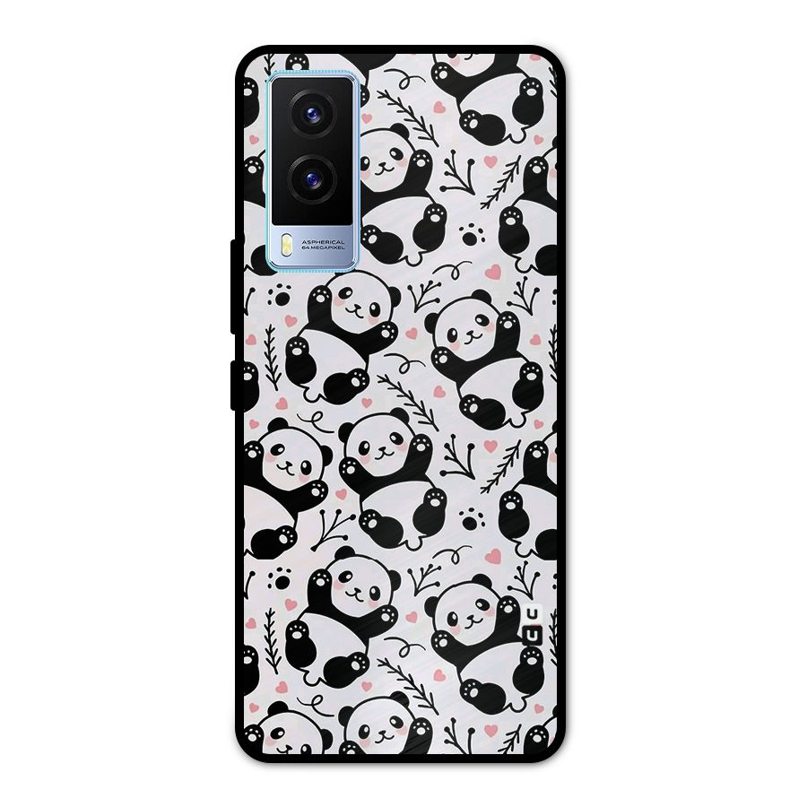 Cute Adorable Panda Pattern Metal Back Case for Vivo V21e 5G