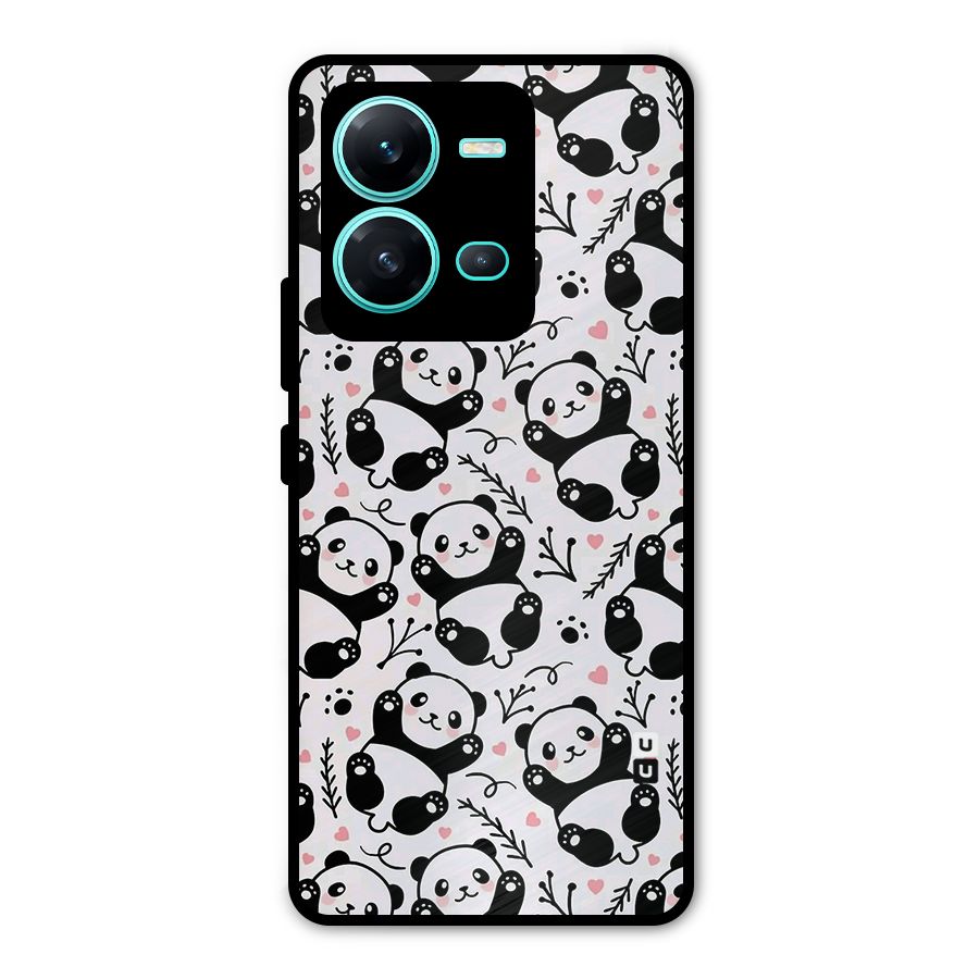Cute Adorable Panda Pattern Metal Back Case for Vivo V25