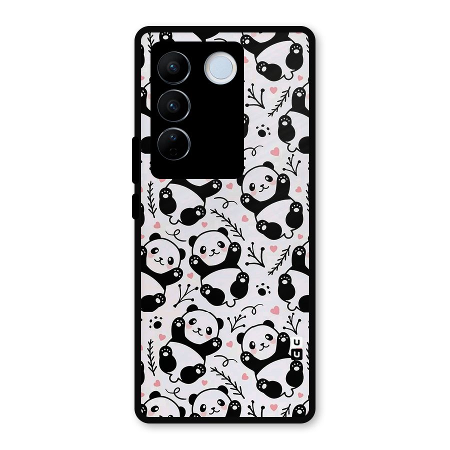 Cute Adorable Panda Pattern Metal Back Case for Vivo V27 Pro