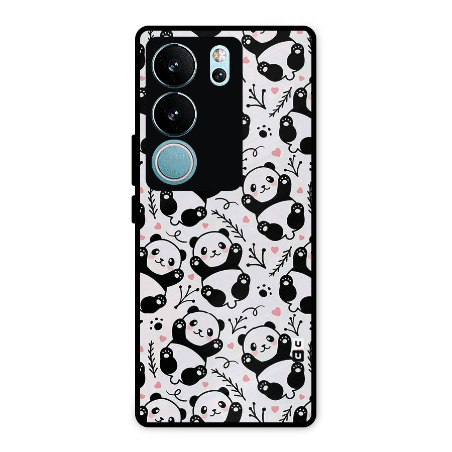 Cute Adorable Panda Pattern Metal Back Case for Vivo V29 Pro