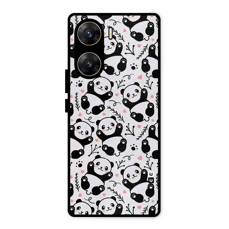Cute Adorable Panda Pattern Metal Back Case for Vivo V29e
