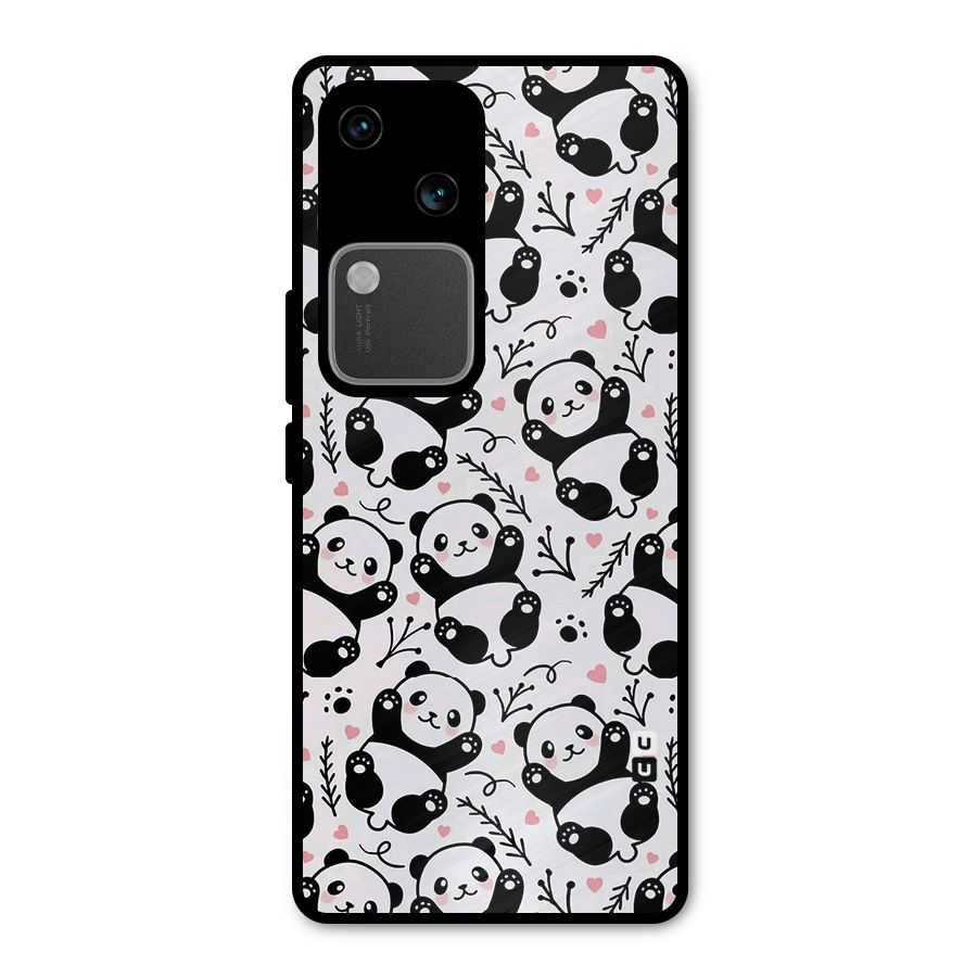 Cute Adorable Panda Pattern Metal Back Case for Vivo V30