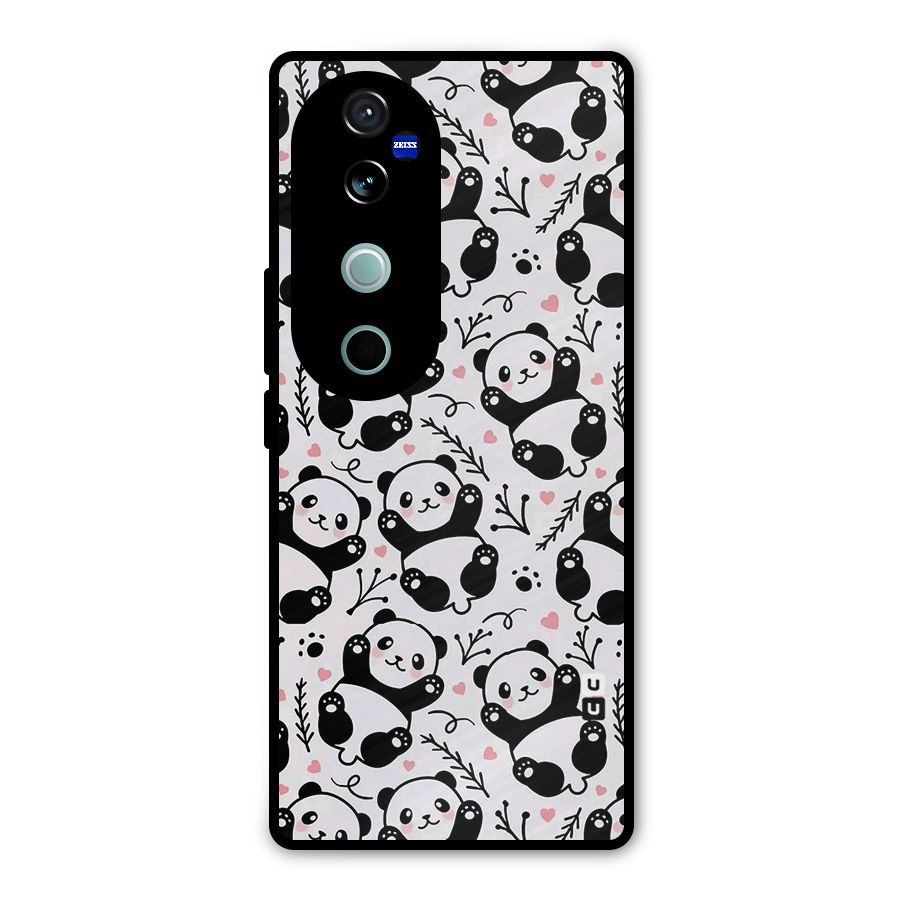 Cute Adorable Panda Pattern Metal Back Case for Vivo V40 Pro