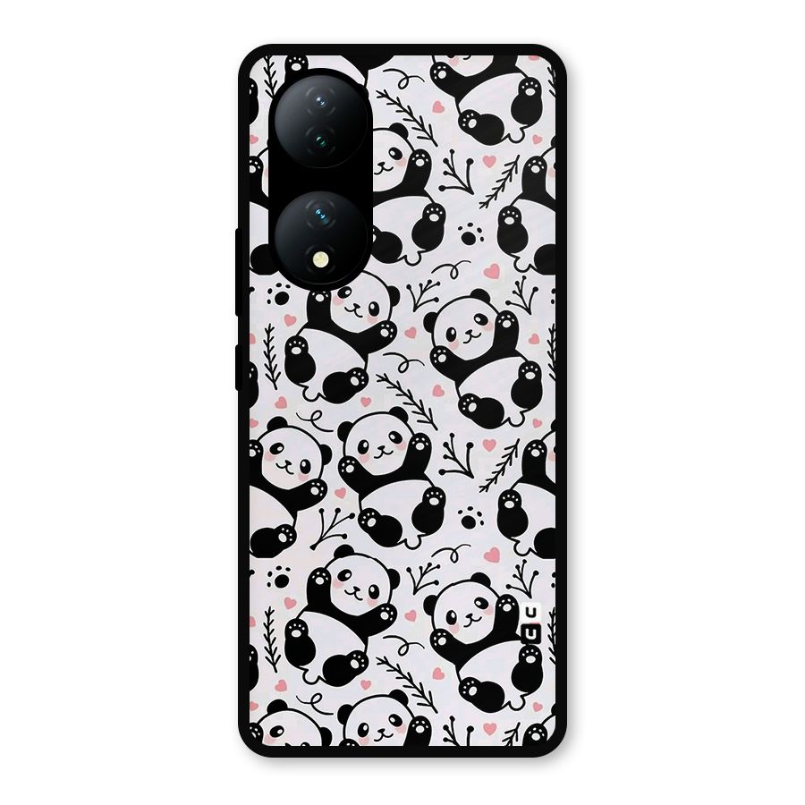 Cute Adorable Panda Pattern Metal Back Case for Vivo Y100