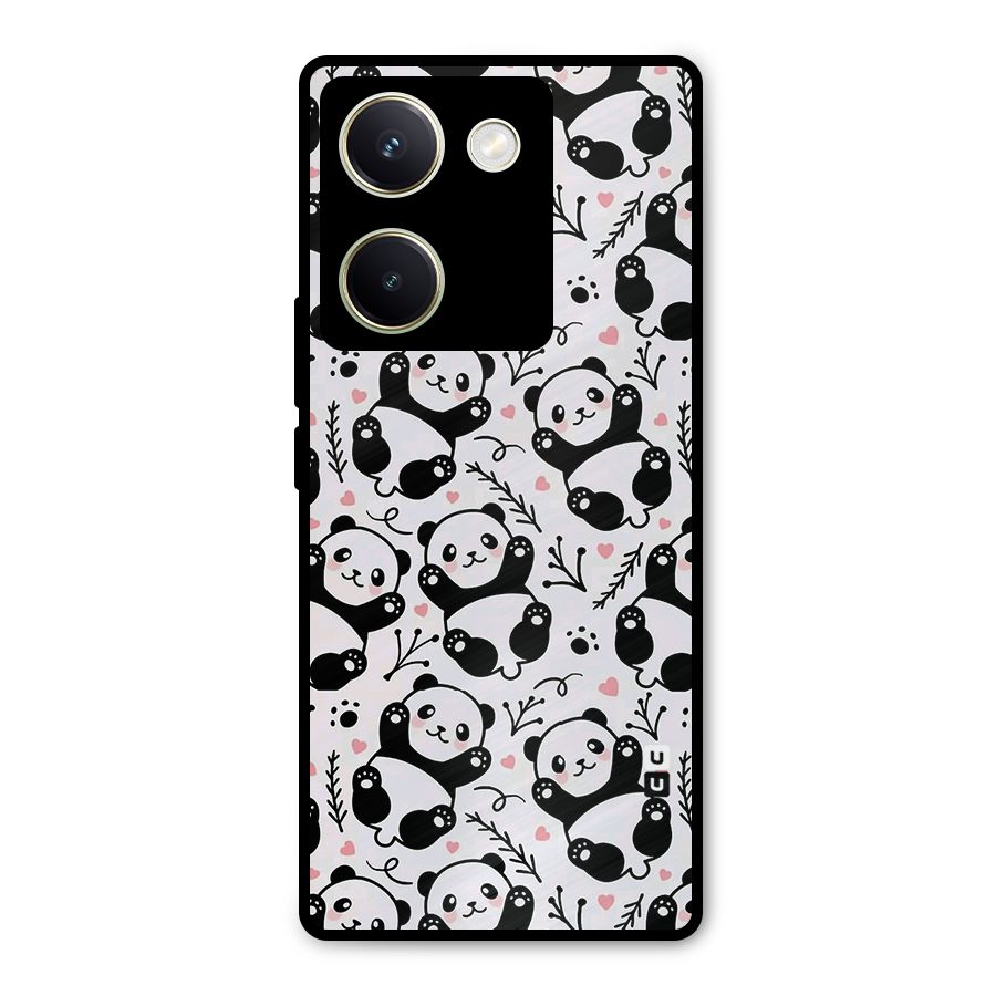 Cute Adorable Panda Pattern Metal Back Case for Vivo Y200 Pro