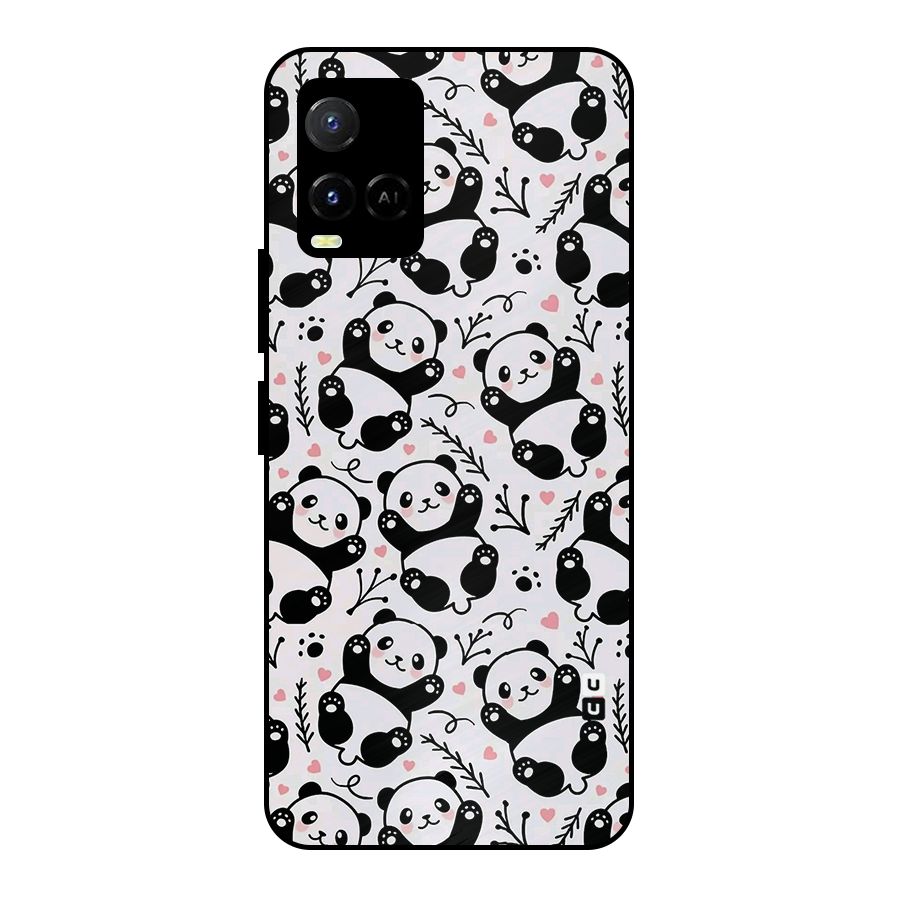 Cute Adorable Panda Pattern Metal Back Case for Vivo Y21T