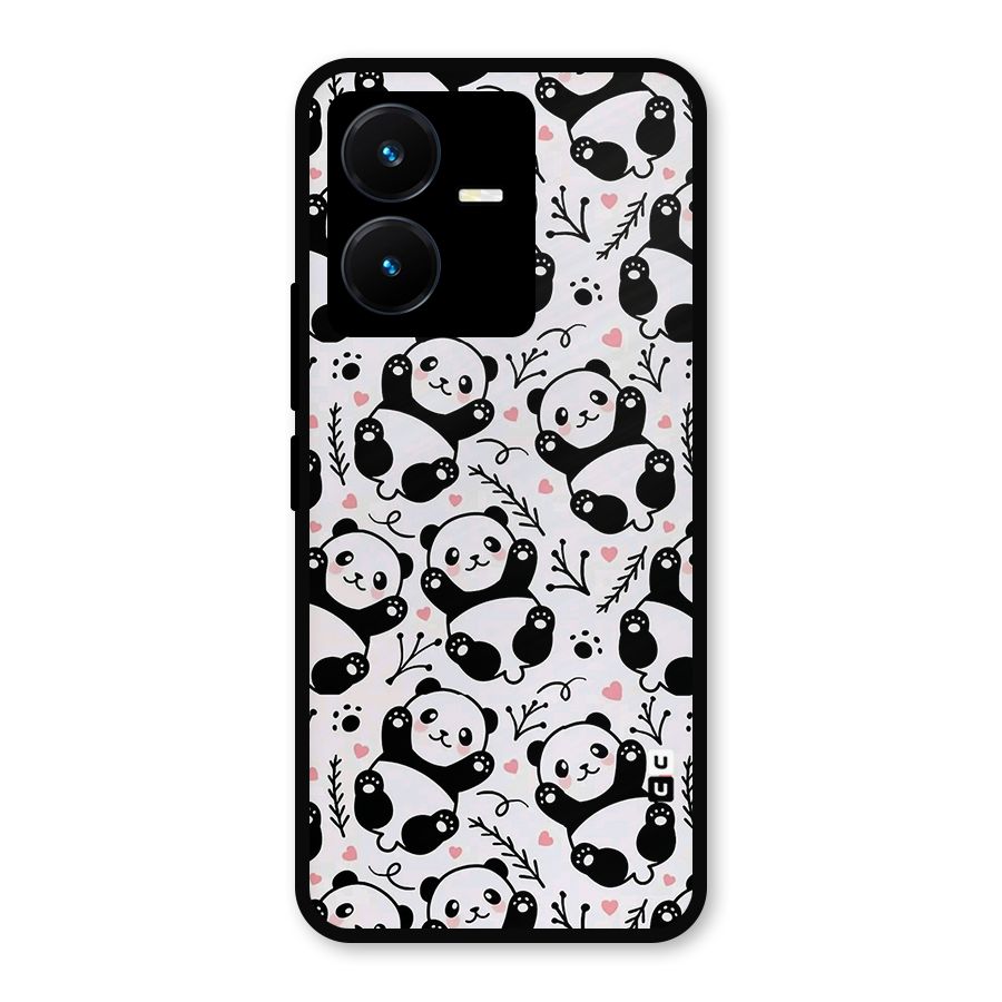 Cute Adorable Panda Pattern Metal Back Case for Vivo Y22
