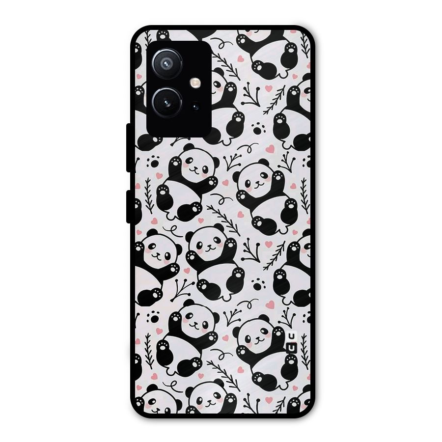 Cute Adorable Panda Pattern Metal Back Case for Vivo Y75 5G