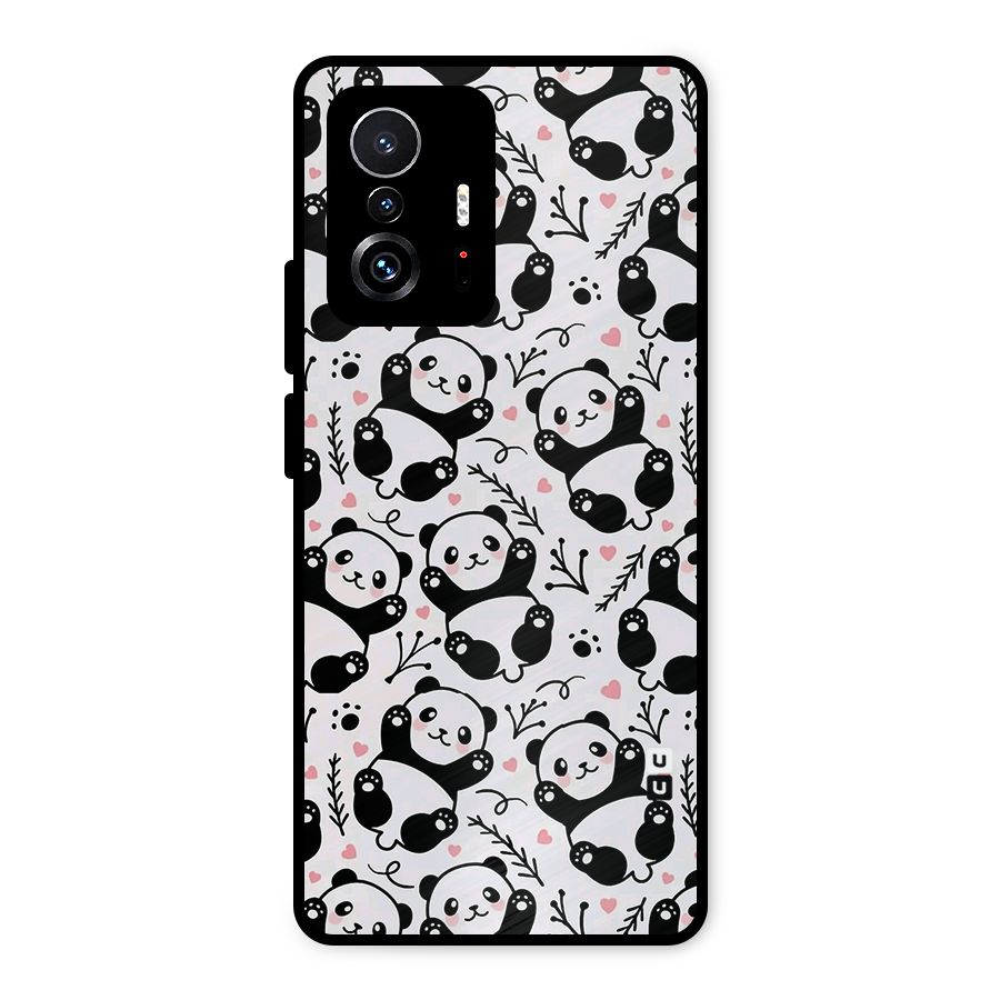 Cute Adorable Panda Pattern Metal Back Case for Xiaomi 11T Pro