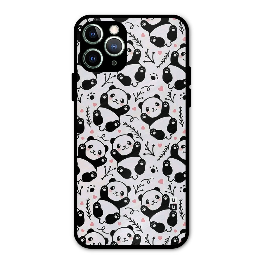 Cute Adorable Panda Pattern Metal Back Case for iPhone 11 Pro Max