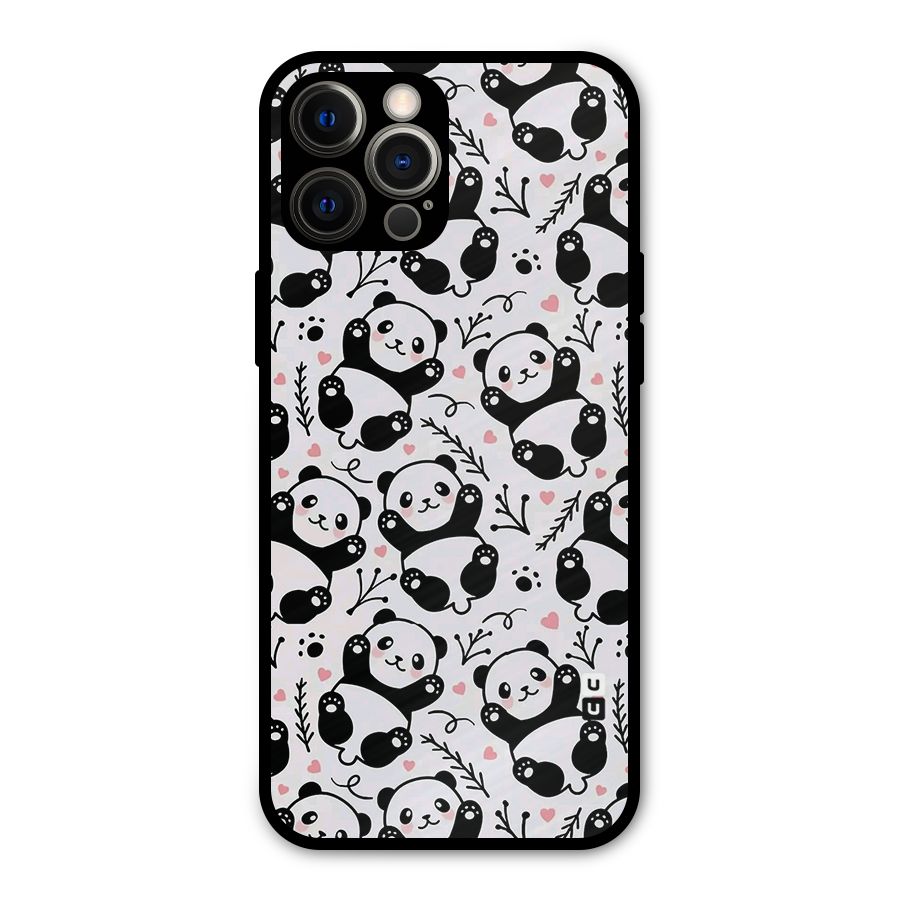 Cute Adorable Panda Pattern Metal Back Case for iPhone 12 Pro Max